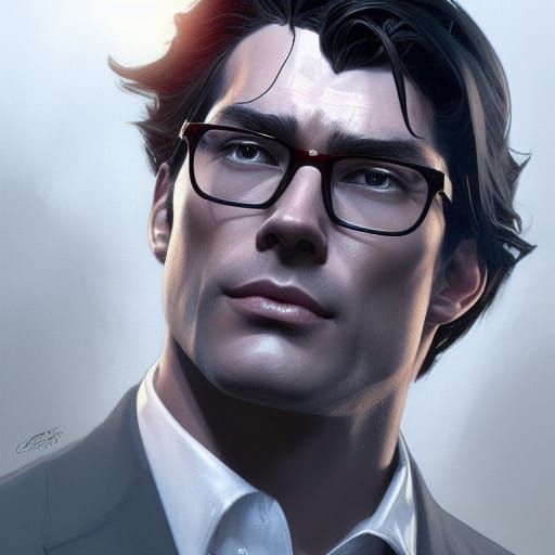 Hyperdetailed Portrait of Clark Kent in Art Nouveau Style