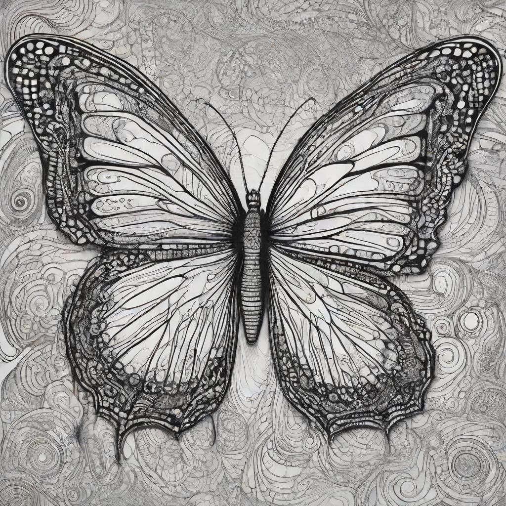 Biopunk Butterfly with Zentangle and Biomorphism