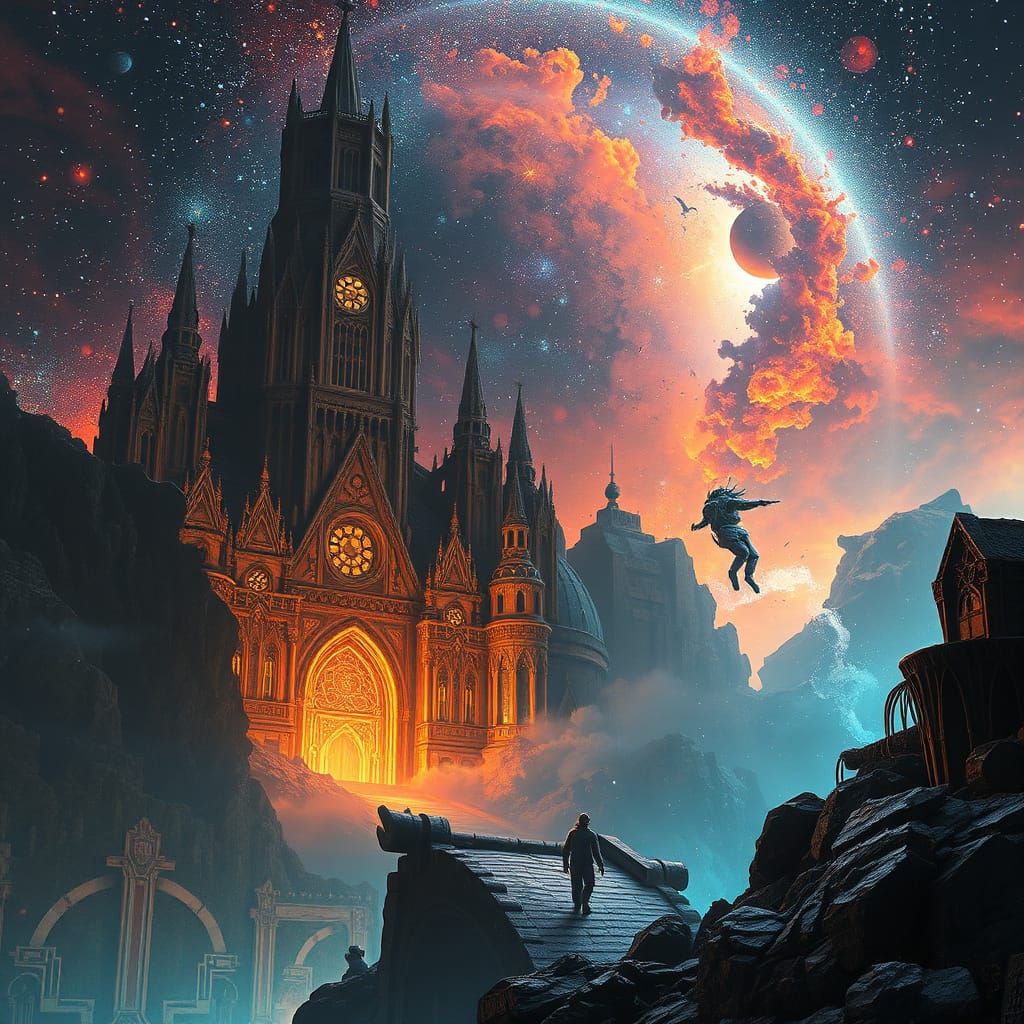 Cyberpunk Galaxy Concept Art in Vibrant Cosmic Colors