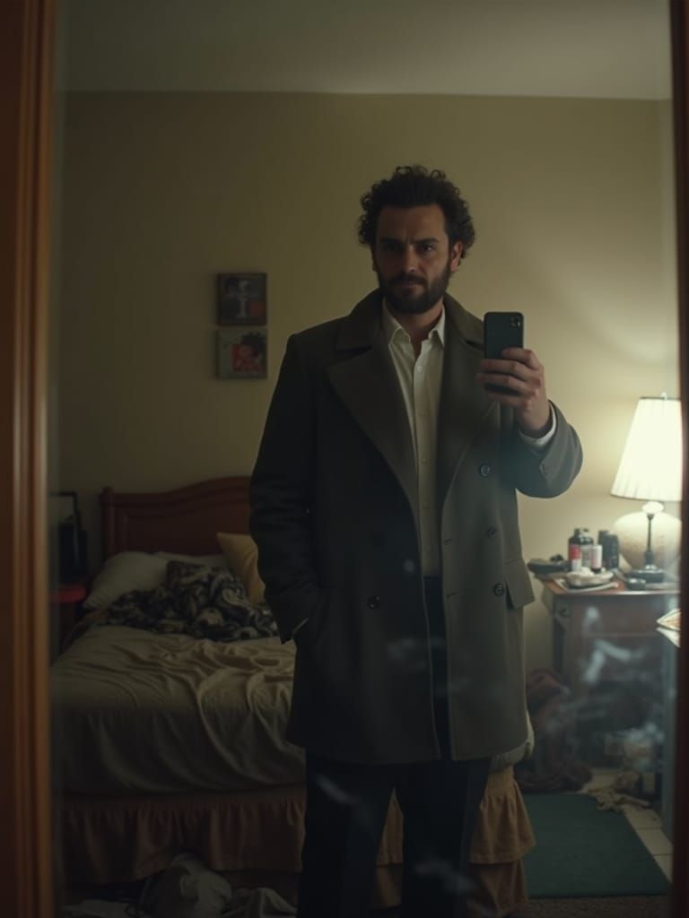 Abraham Lincoln Selfie in Mirror: Grainy Phone Photo