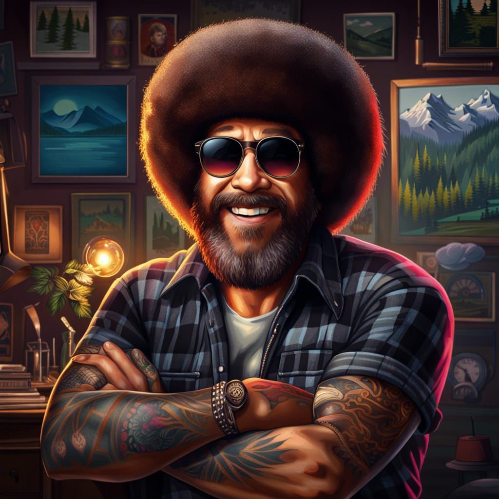 Bob Ross as Hipster: Ultra Quality Fantasy Art