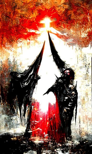 Love and Hate Metal Music Battle in Dark Fantasy Style