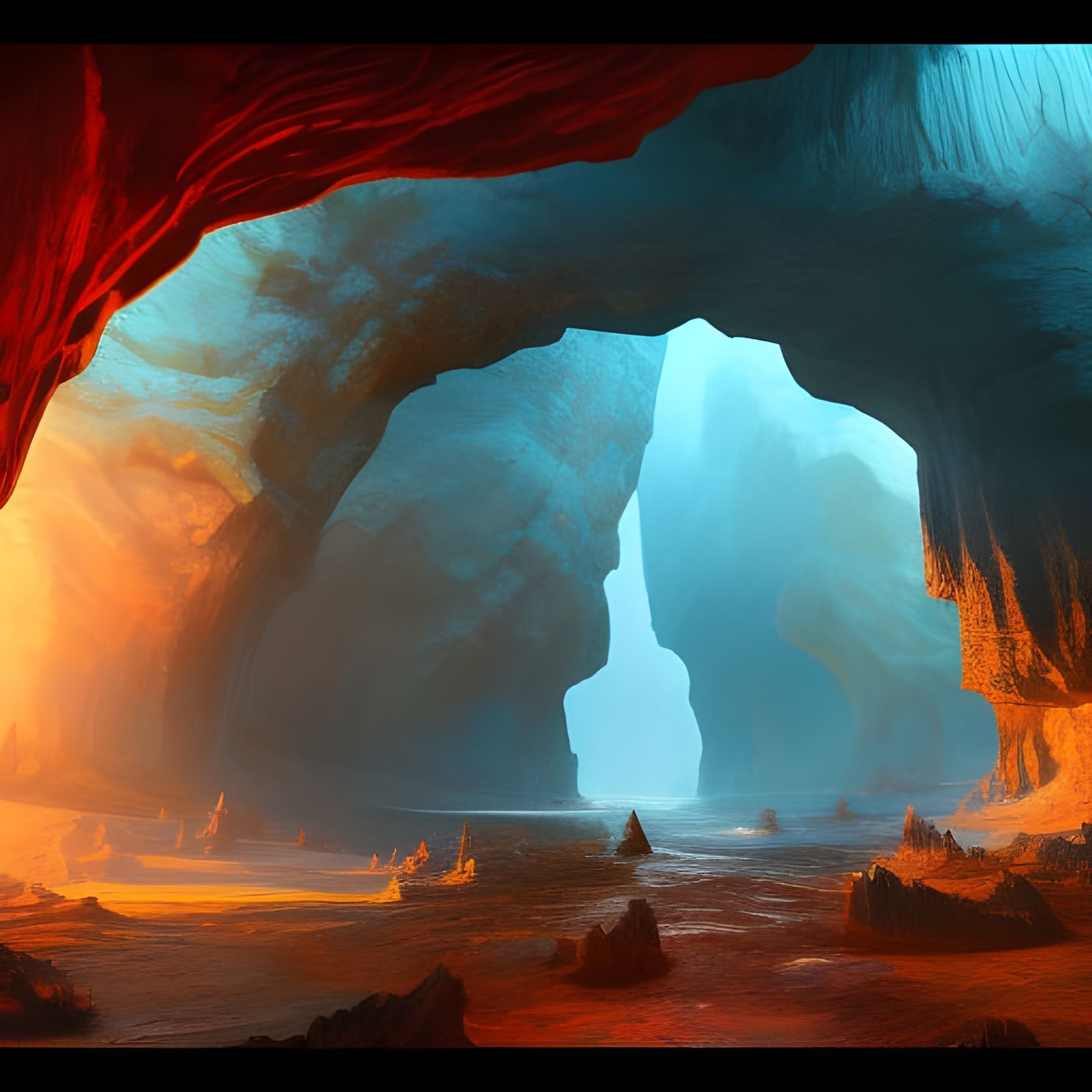 Fantastical Cave God in Detailed Matte Painting