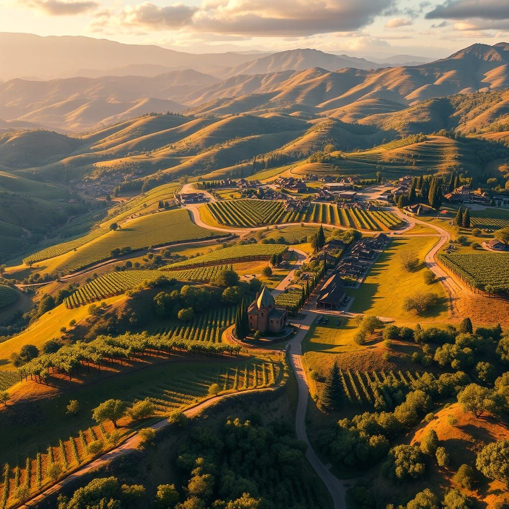 Surreal Fantasy Map of Napa Valley Wine Region