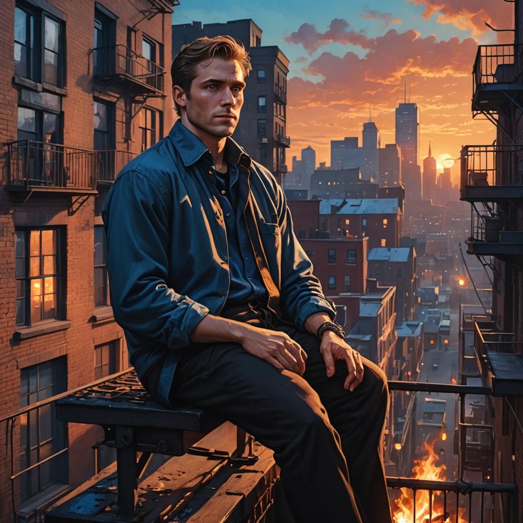 Cityscape Sunset: Dark Fantasy Digital Matte Painting