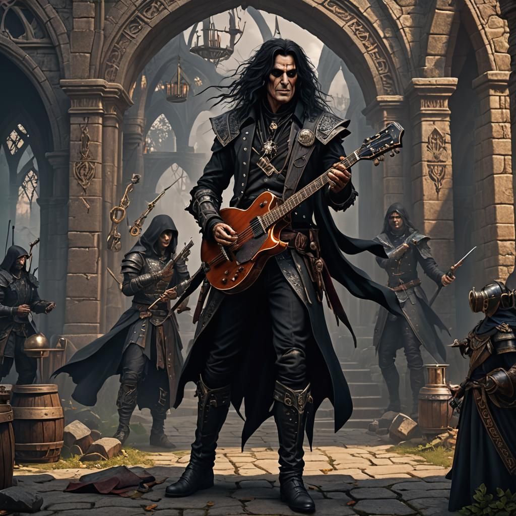Dark Fantasy Metal Bard in Medieval Style
