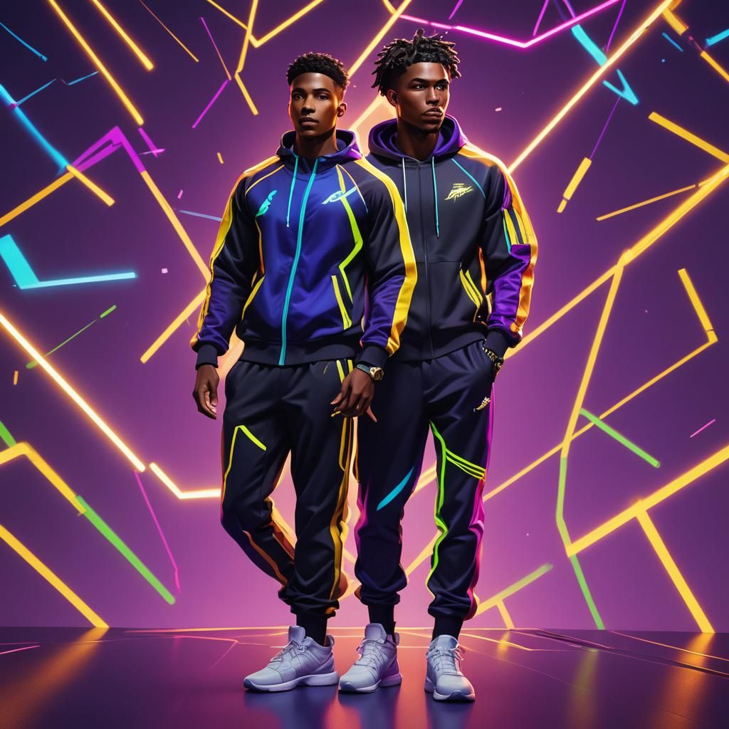 Fortnite-Style Young Man in Neon-Lit Illustration