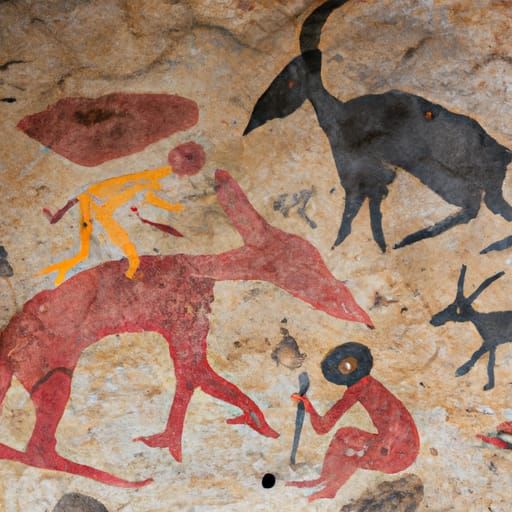 Cave Painting of Devils in Bosch/Bruegel Style