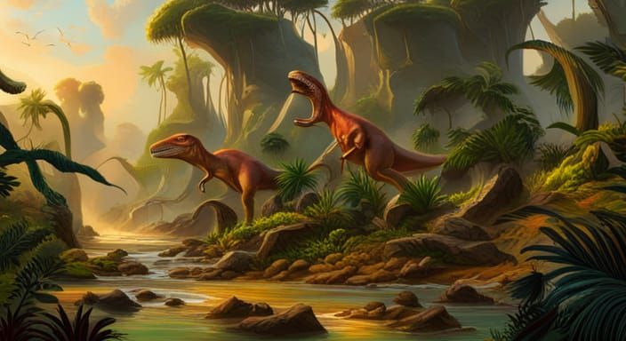 Dinosaur Bones in Jungle: Hyperrealistic Concept Art