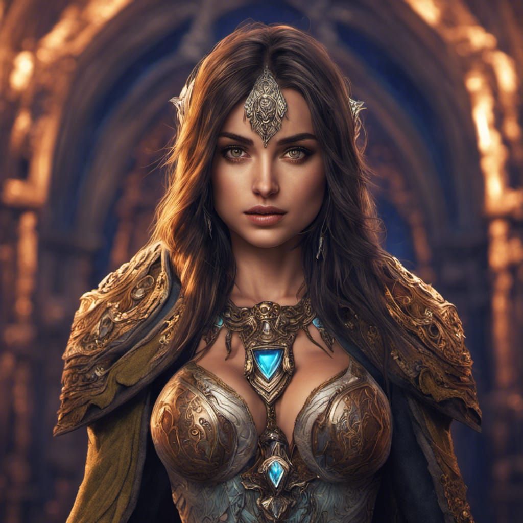 Fantasy Portrait of Young Woman in Warcraft Style