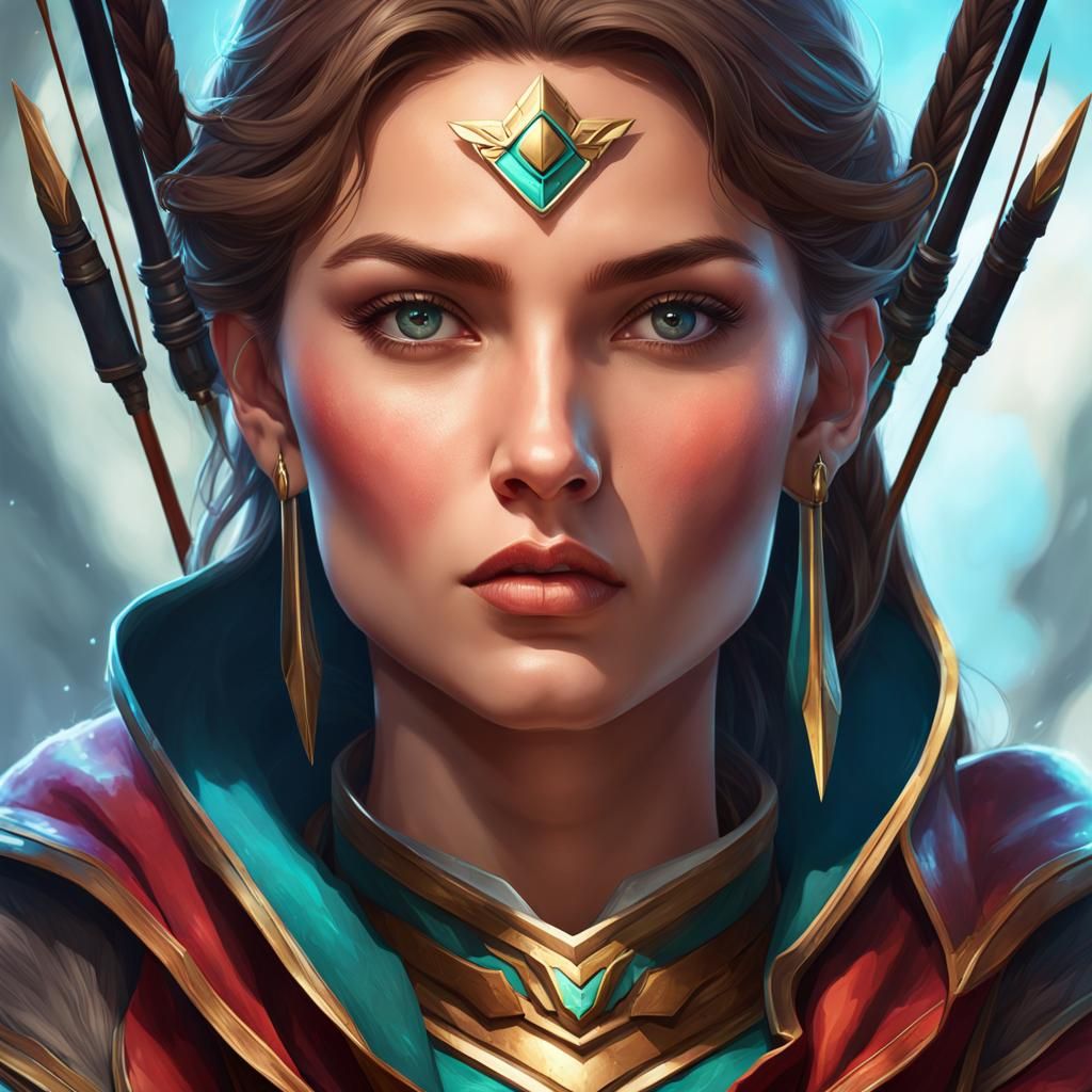 Fantasy Archer Portrait in Hyperdetailed Style