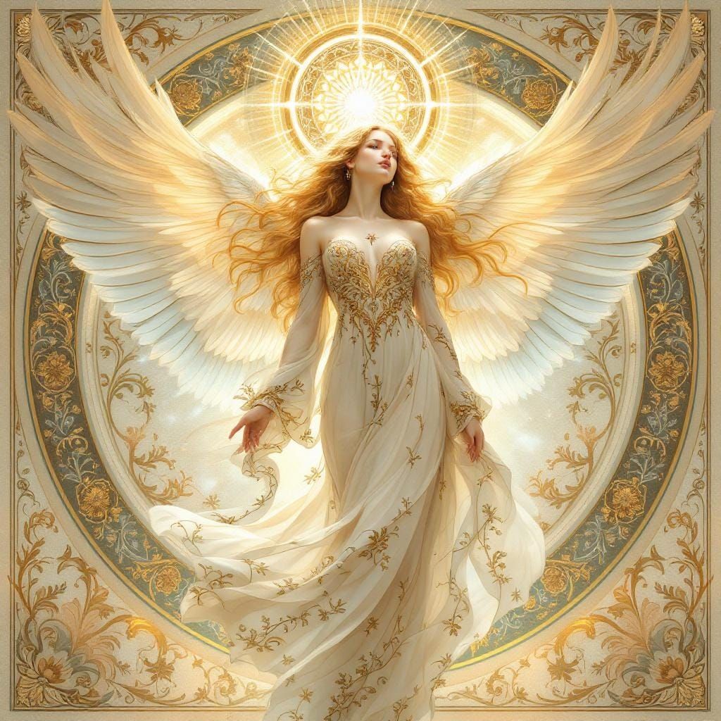 Ethereal Angel in Art Nouveau Style