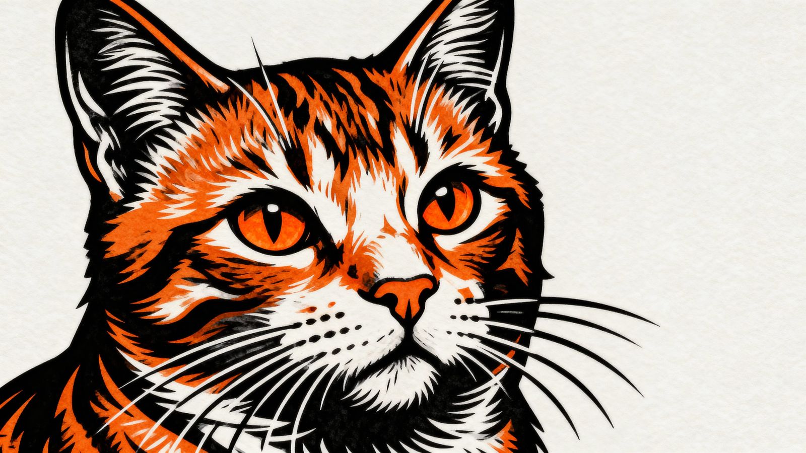 Realistic Orange Tabby Cat Head Tattoo Stencil in Blackwork ...