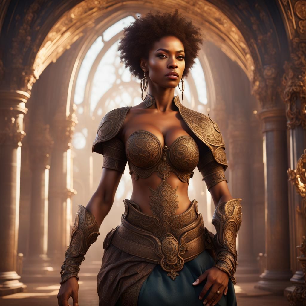 Elegant Woman with Detailed Figure, Fantasy Matte Painting