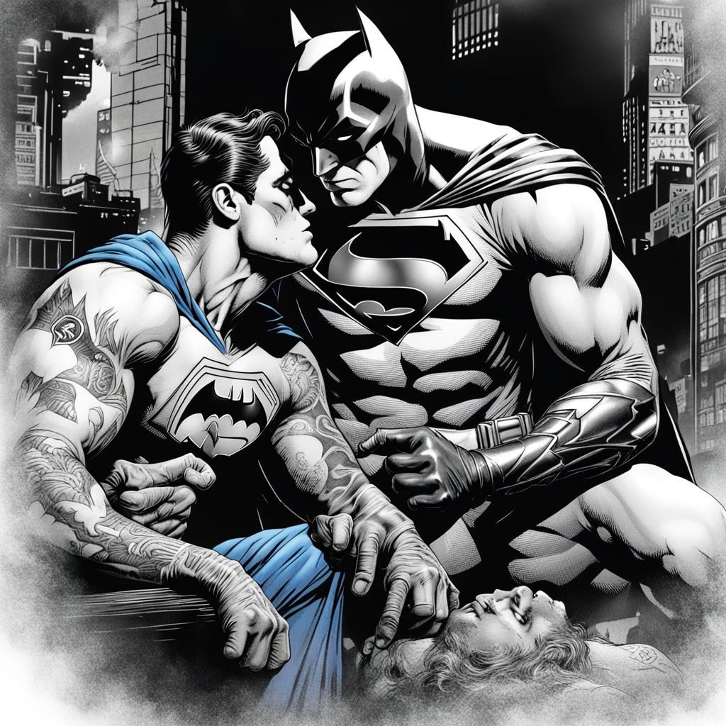Batman Tattoo: Superman Kissing Ink, Vivid Photo