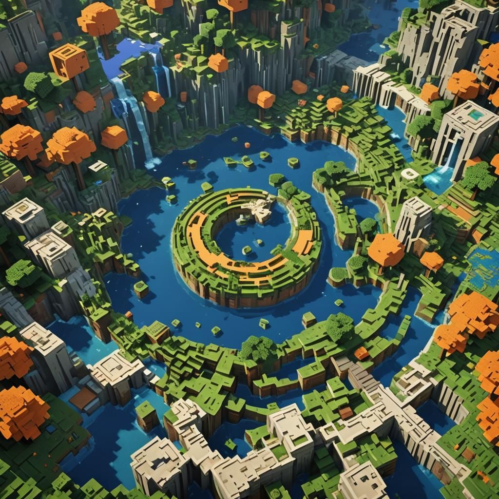 Minecraft and Reality Create Yin Yang Symbol