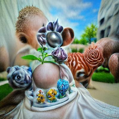 Secret Flower Garden with Anthropomorphic Baby Animals