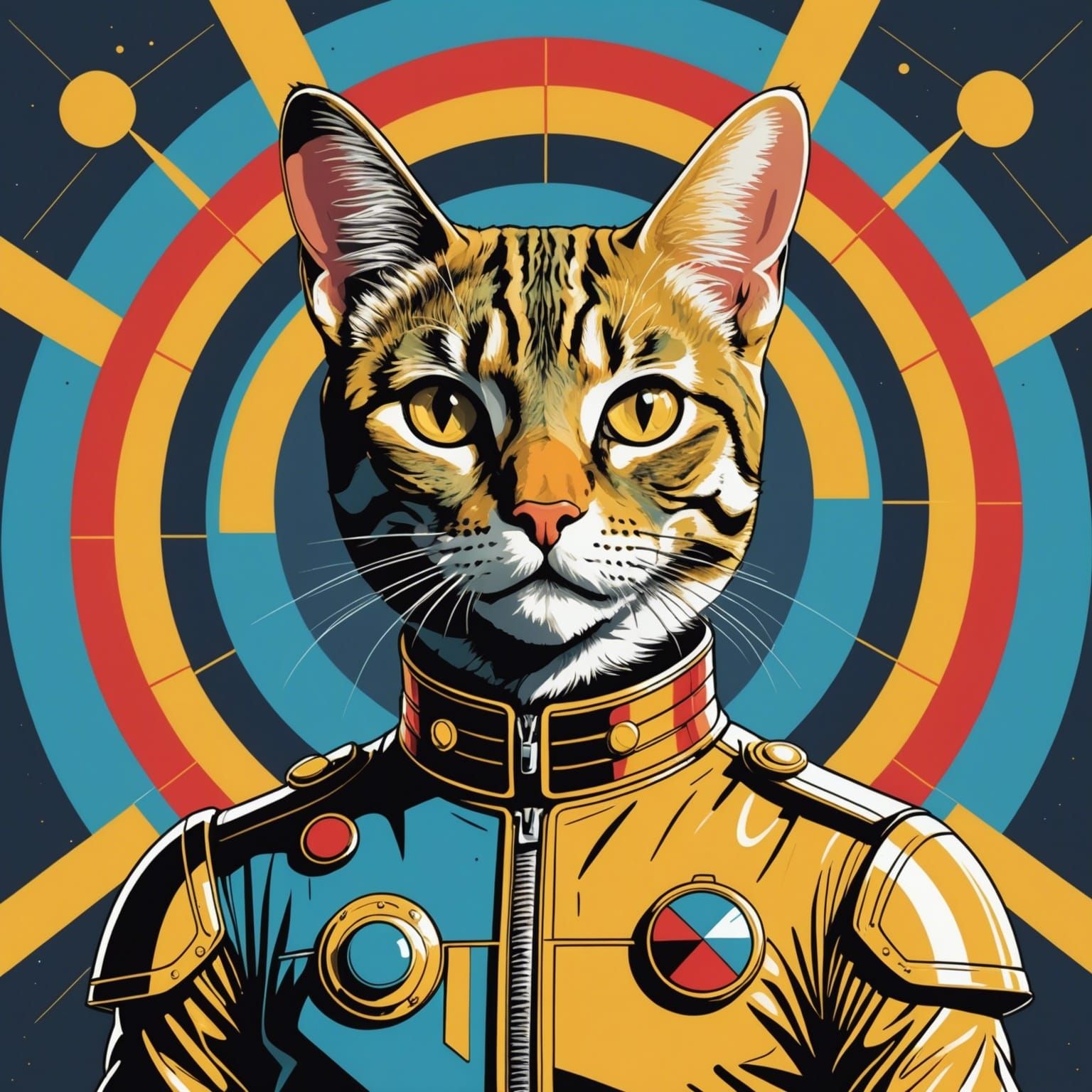 Anthropomorphic Cat as Buck Rogers in Pop Art