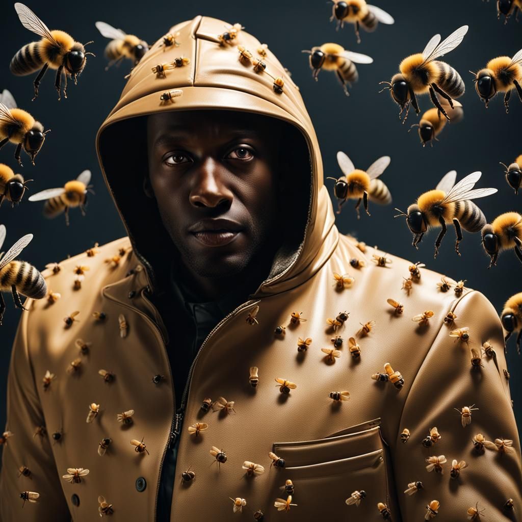 Candyman with Bees: A Dark, High-Quality Photograph