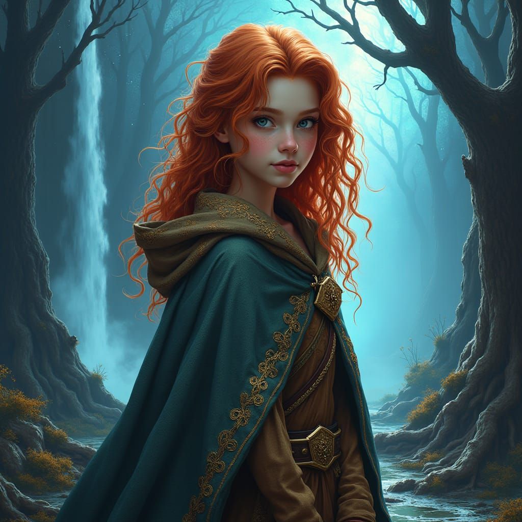 Mystical Girl in Iridescent Landscape, Fantasy Concept Art