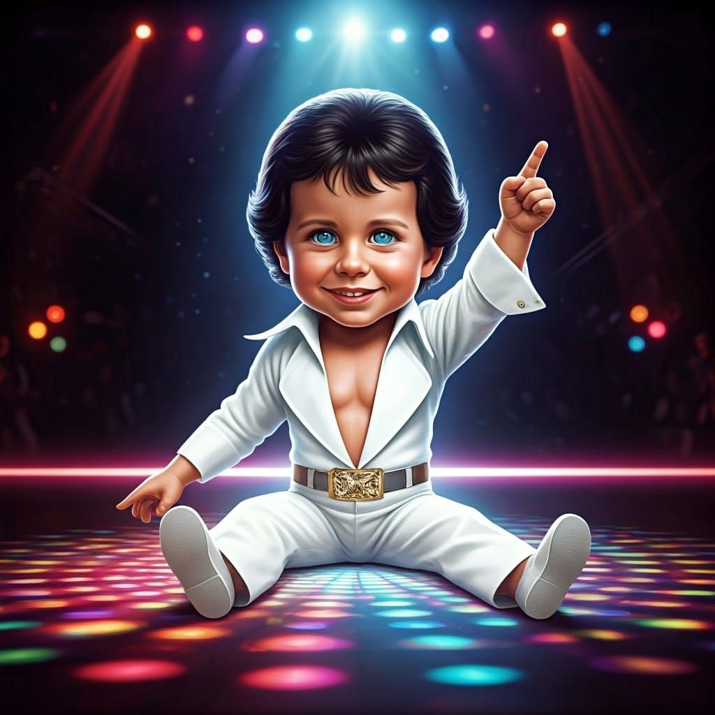 Adorable Baby John Travolta Disco Dancing in Colorful Lights