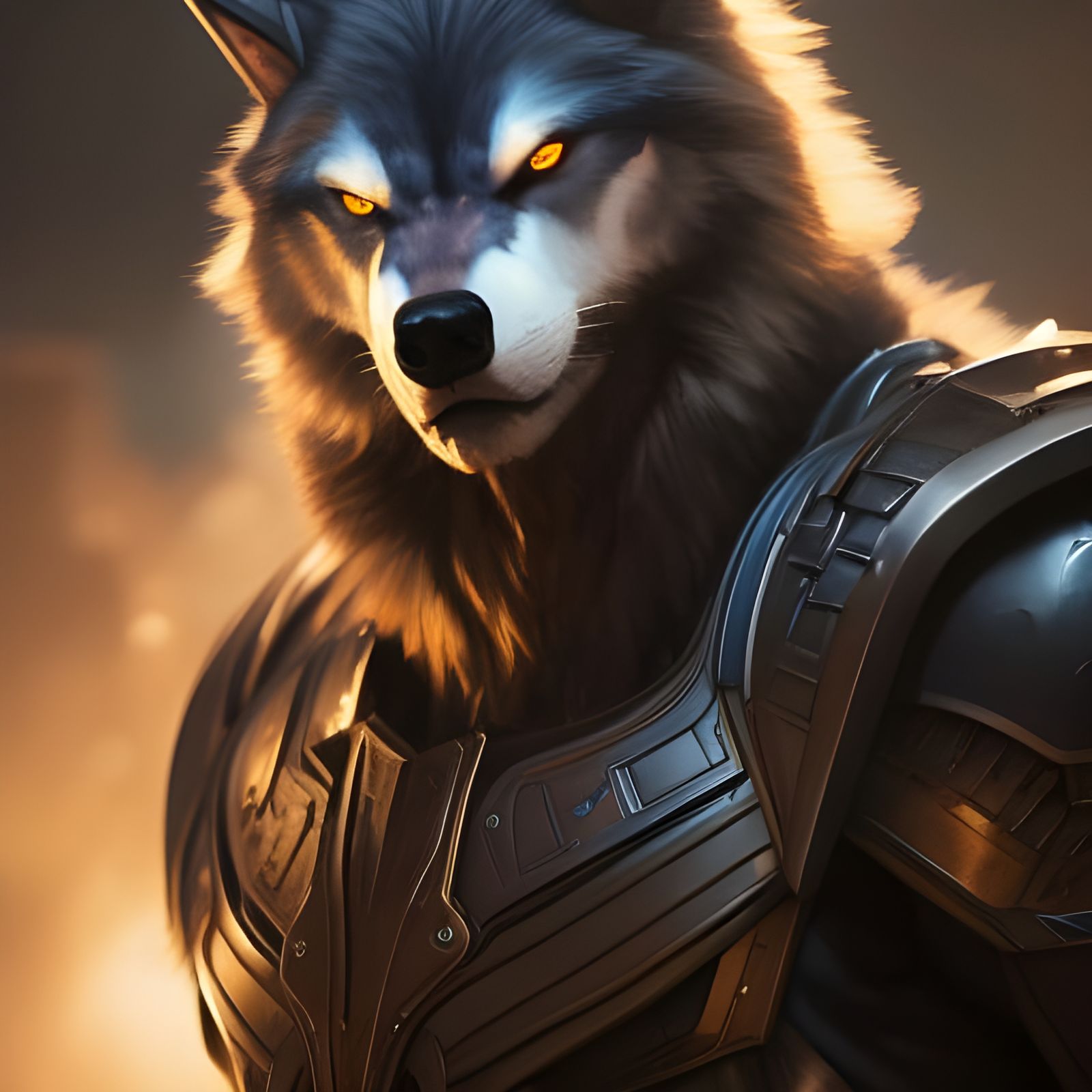 Werewolf Knight Portrait in Art Nouveau Style