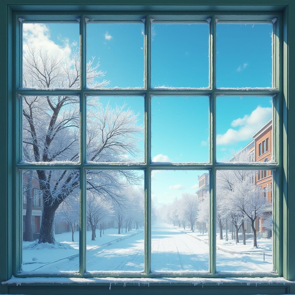 Ethereal Cityscape Winter Wonderland in Glass