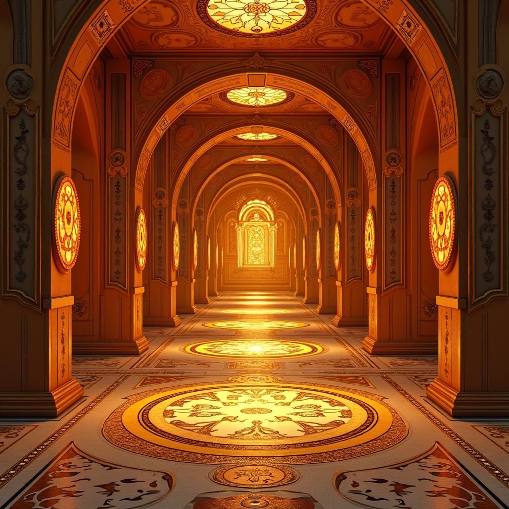 Intricate Amber Chamber with Golden Details