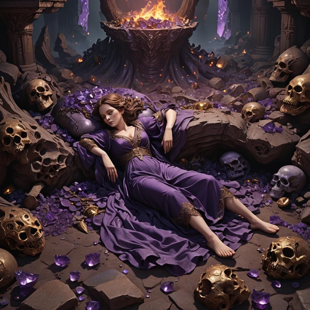 Sleeping Woman in Hades: Detailed Fantasy Art