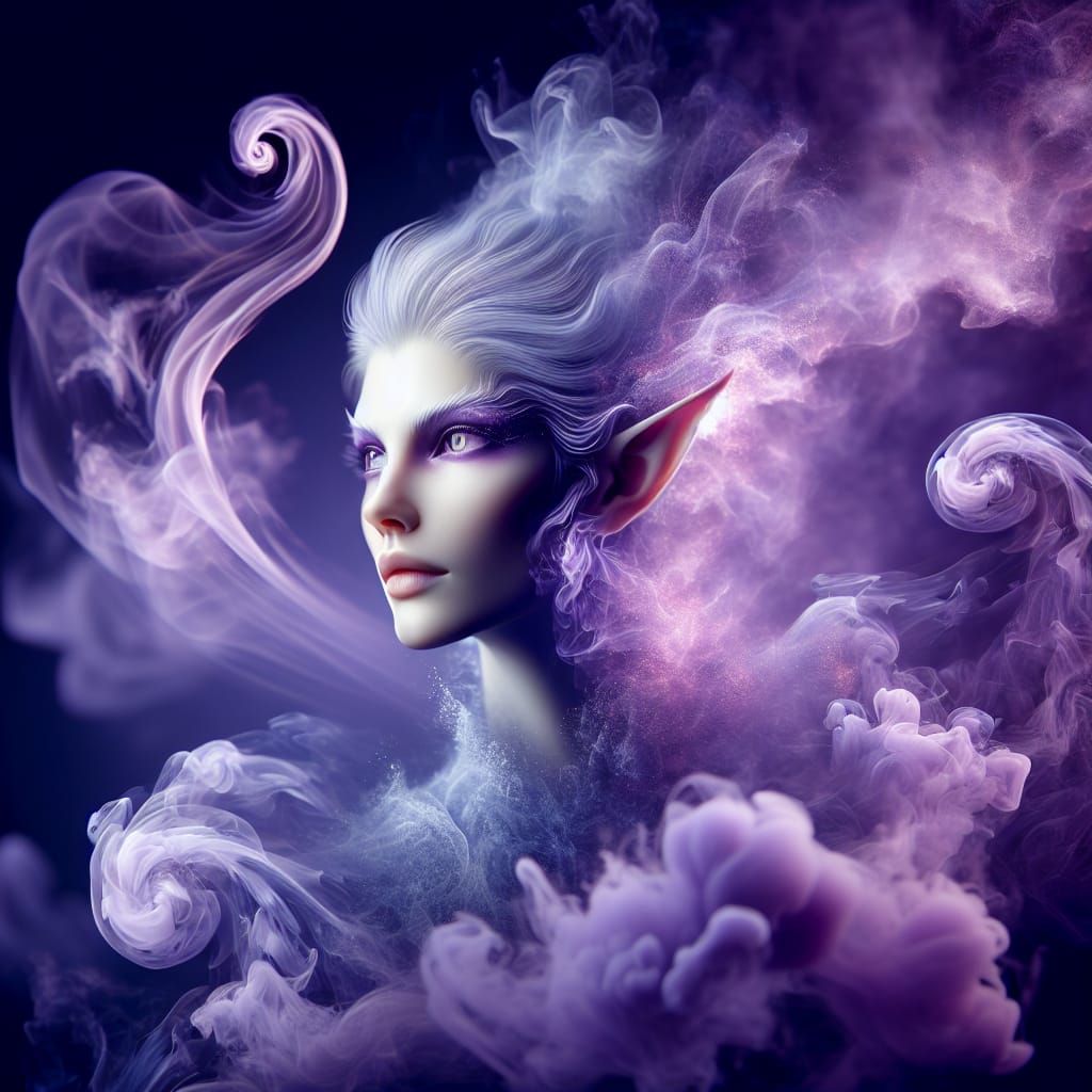 Ethereal Elf Portrait of Smoke and Light