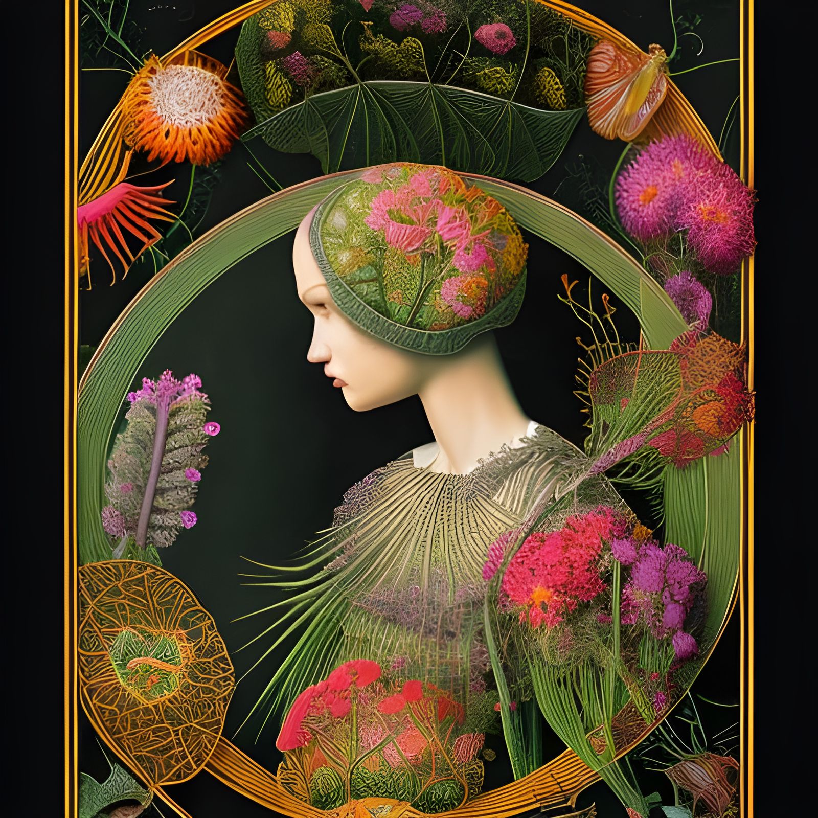 Girl Holding Flowers in Hyperdetailed Artwork