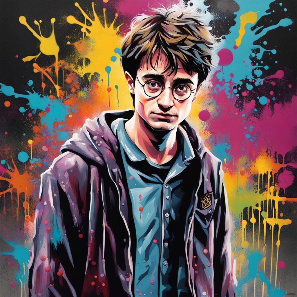 Harry Potter Partying in Graffiti Street Art
