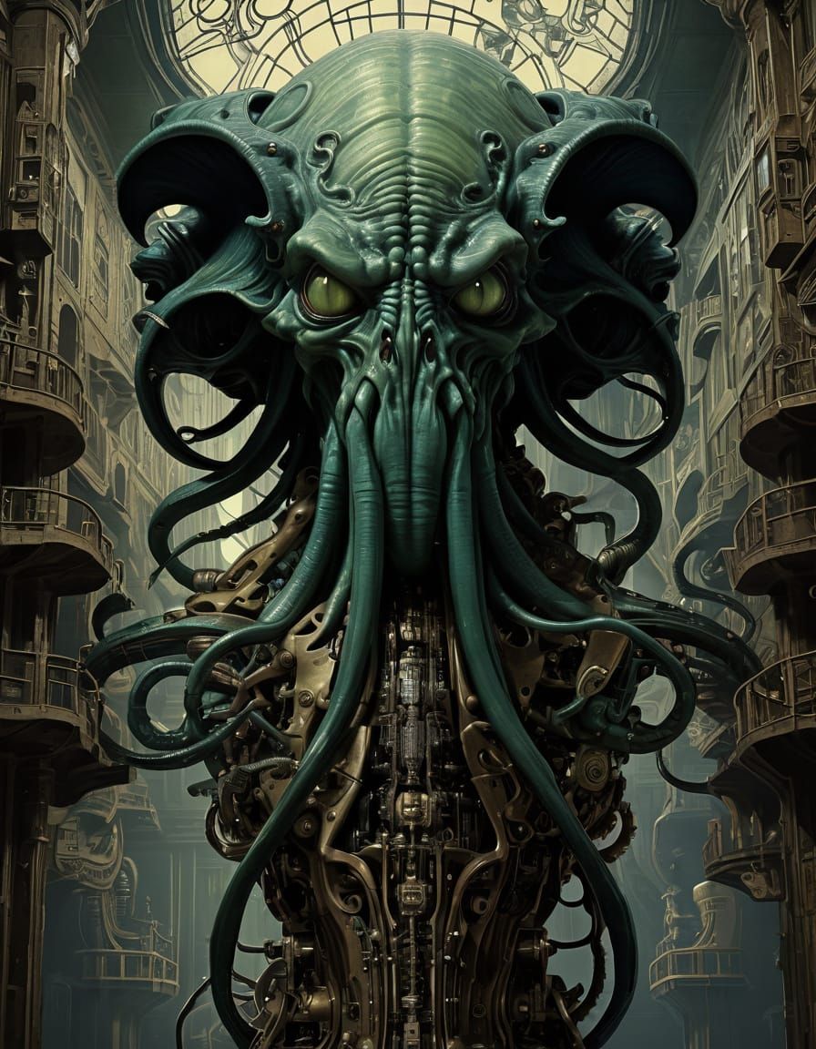 Cthulhu Cyborg Machine in Surrealist Style