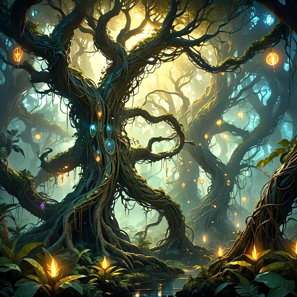 Moon Jungle Singing Vines in Detailed Matte Painting