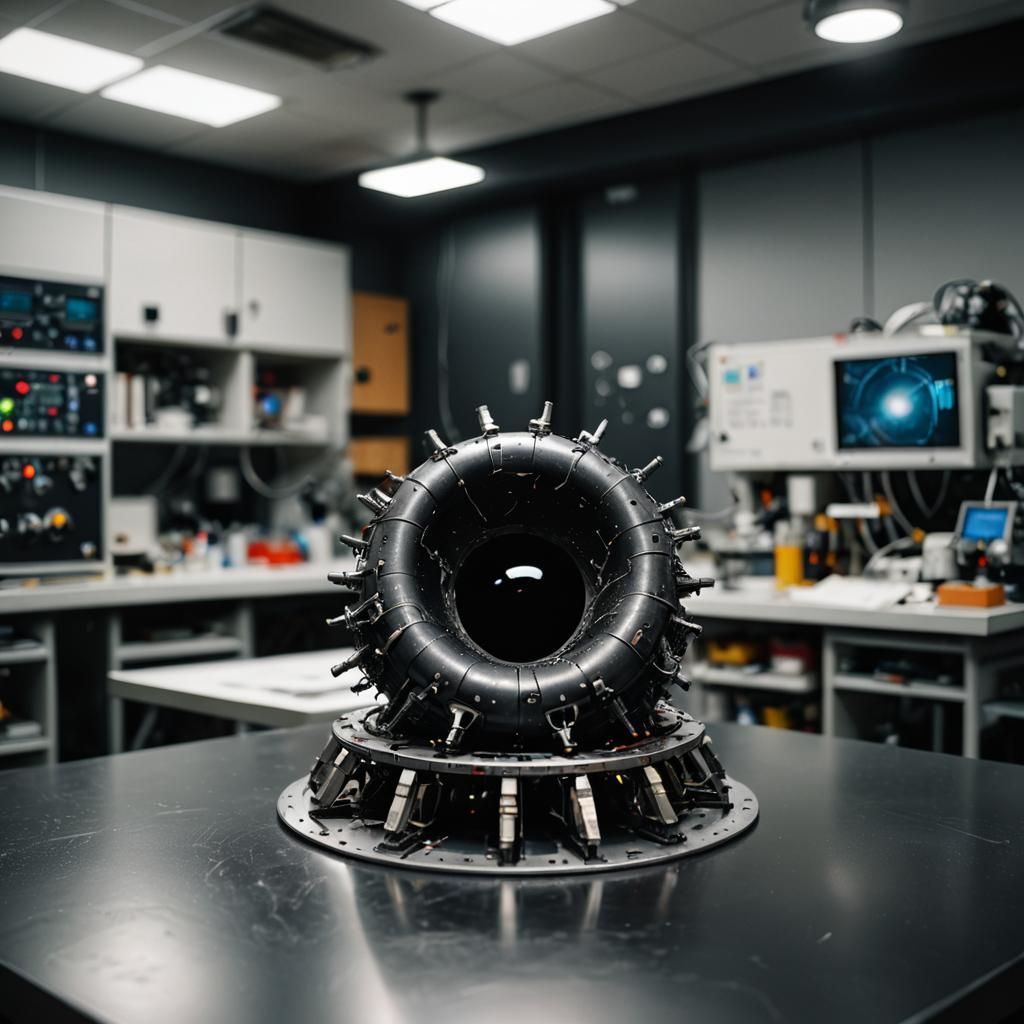 Hyperrealistic Lab Object Harnessing a Black Hole