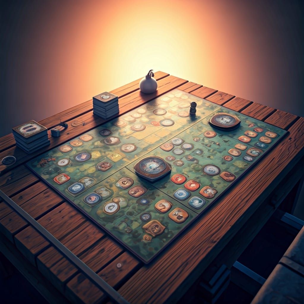 Vibrant Board Game in Pastel Watercolor Style
