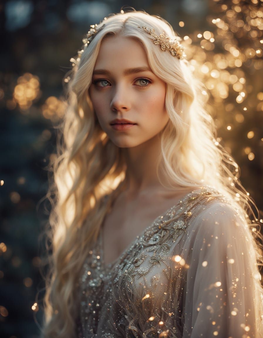 Angelic Girl Portrait with Golden Lighting
