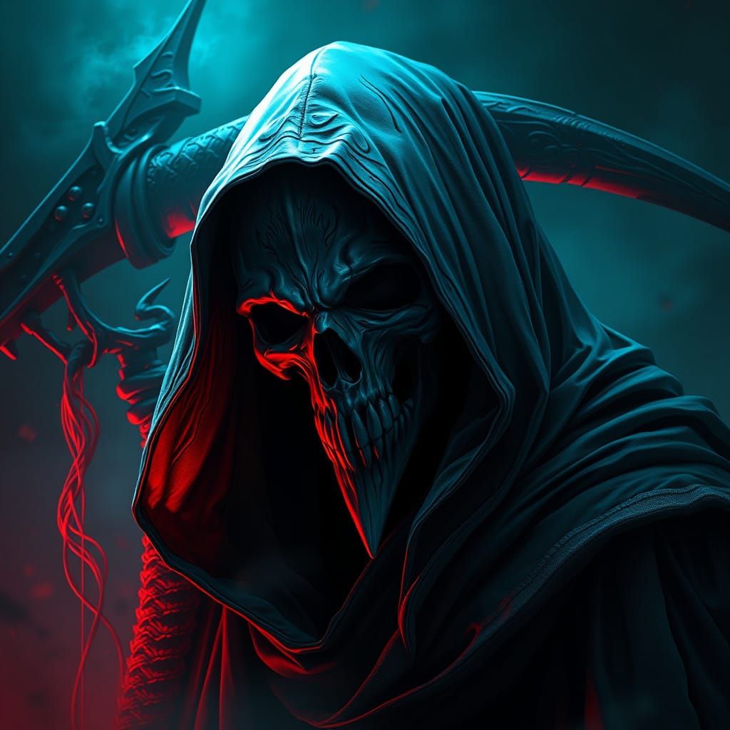 Ethereal Grim Reaper Portrait in Dark Fantasy Style