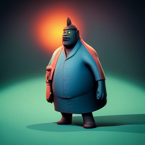 Kisame as Pixar Character in 3D Digital Art