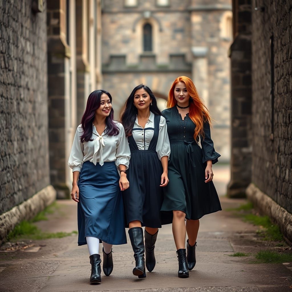 Korean Author and Friends in Gothic Castle, Professional Pho...