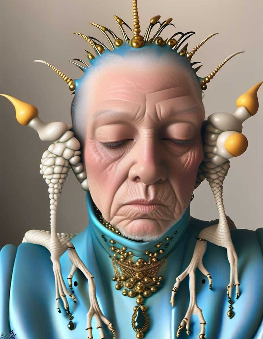 Glossy Alien Beings in Surreal Landscape