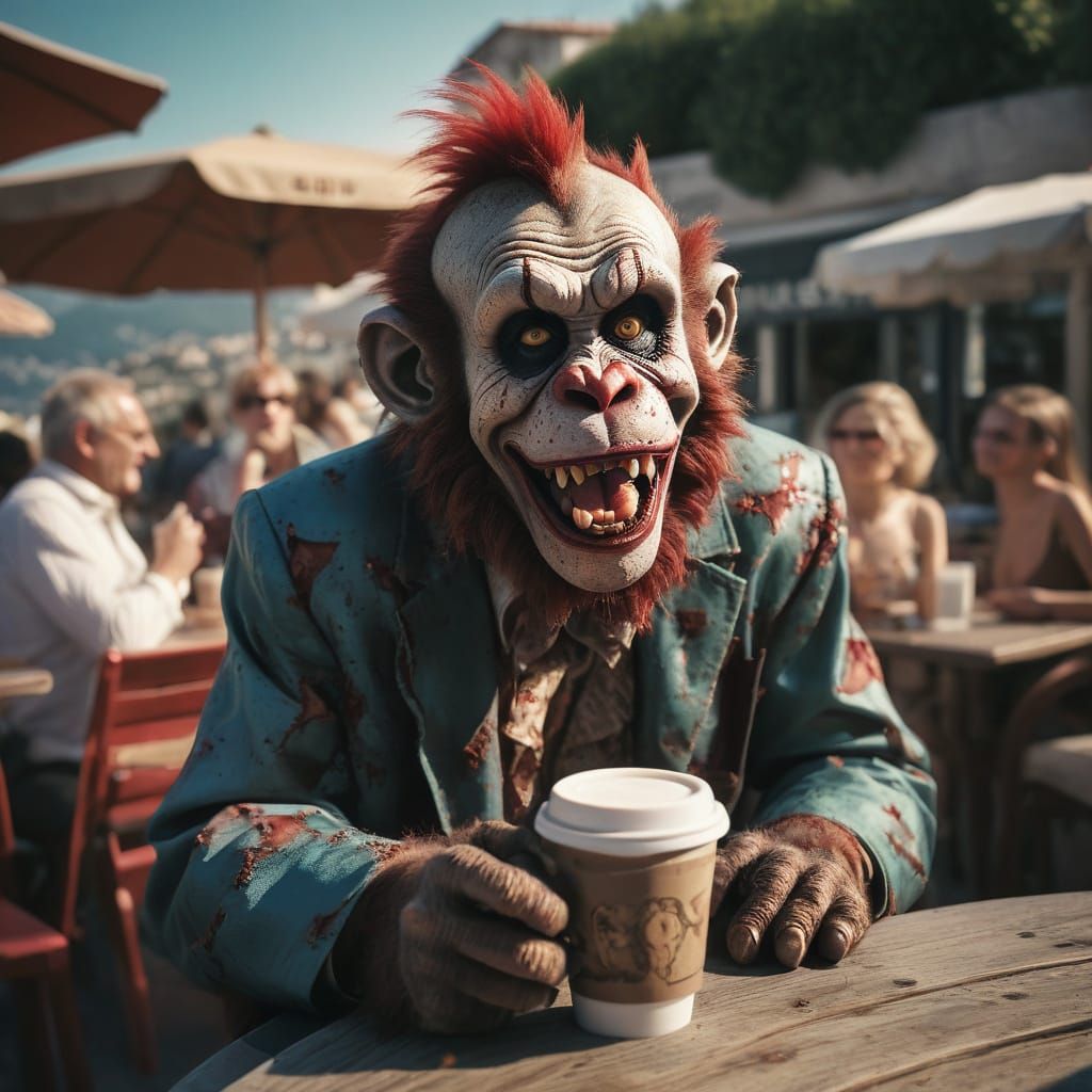 Zombie Monkey Clown on the Riviera: Cinematic Still