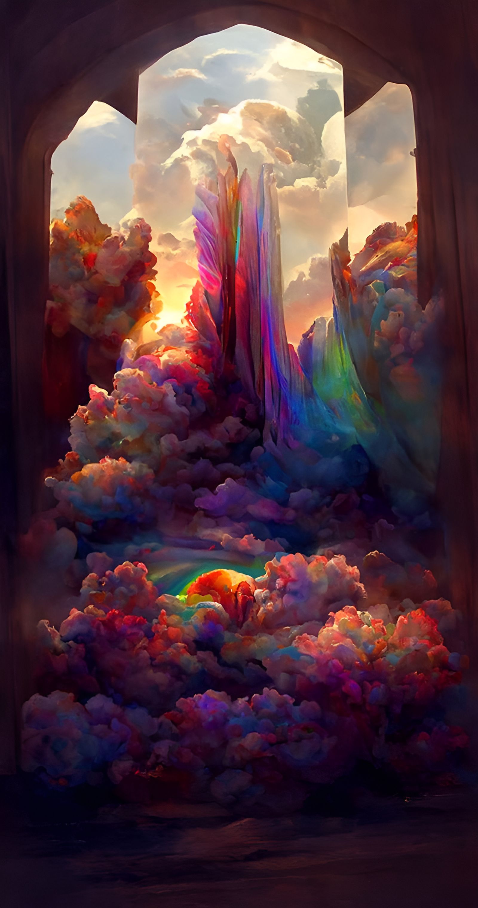 Pastel Rainbow Sunset Clouds in Cosmic Style