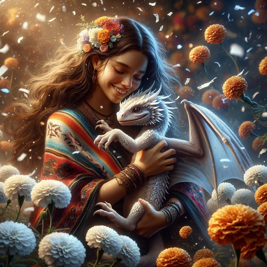 Woman Adopts Dragon in Detailed Matte Painting