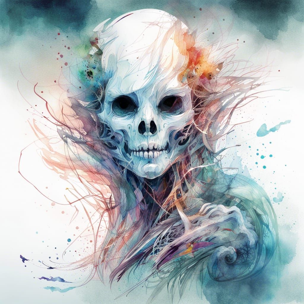 Watercolor Ghost Monster with Plasma Magic