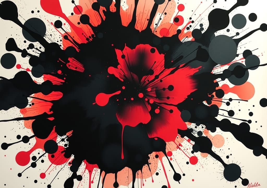 Dynamic Inkblot: Abstract Expressionist Composition