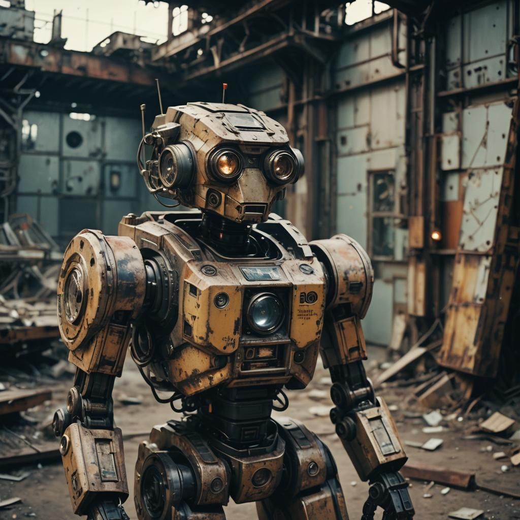 Intense Robot Gaze in Foreboding Space Station Ruins