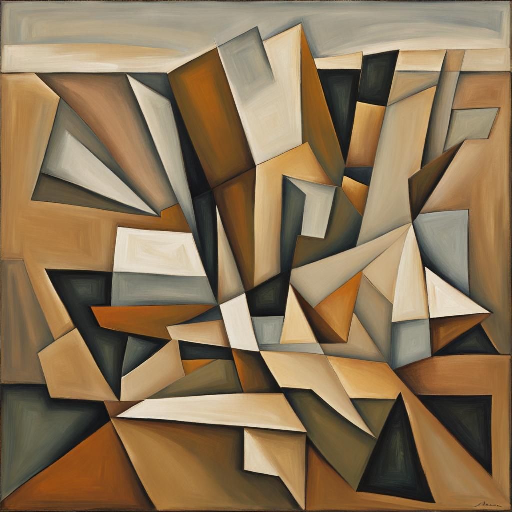 Cubist Geometric Composition with Jagged Edges
