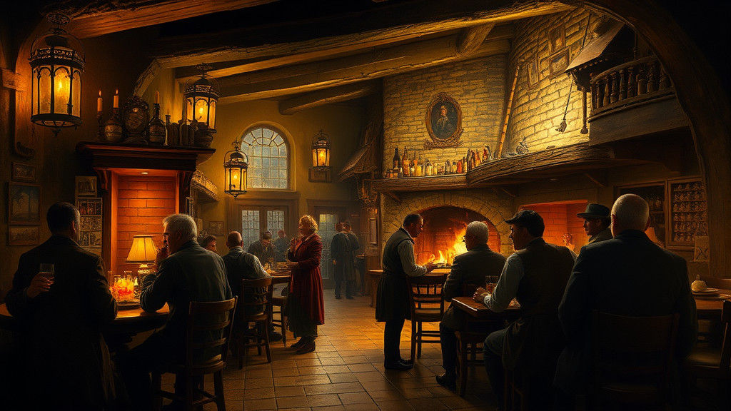 Romantic Tavern Interior in Style of Dutch Masters