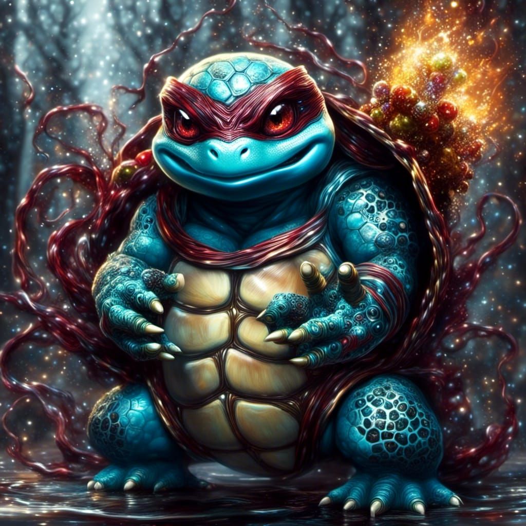 Demonic Boxing Teenage Mutant Ninja Squirtle with Dark Spark...